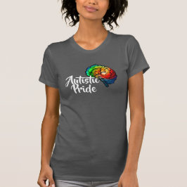 Camiseta autística del cerebro del arco iris del