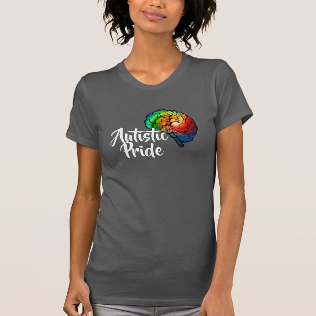 Camiseta autística del cerebro del arco iris del (Anverso)