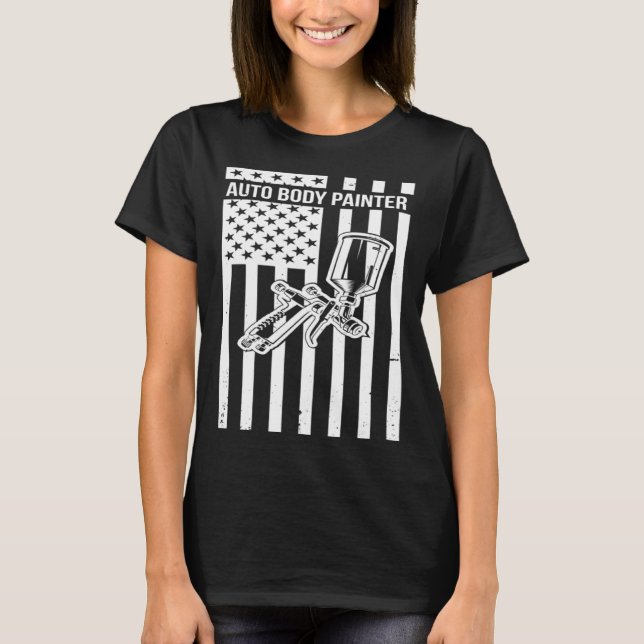 Camiseta Auto Body Painter US Flag Automotive Painter (Anverso)
