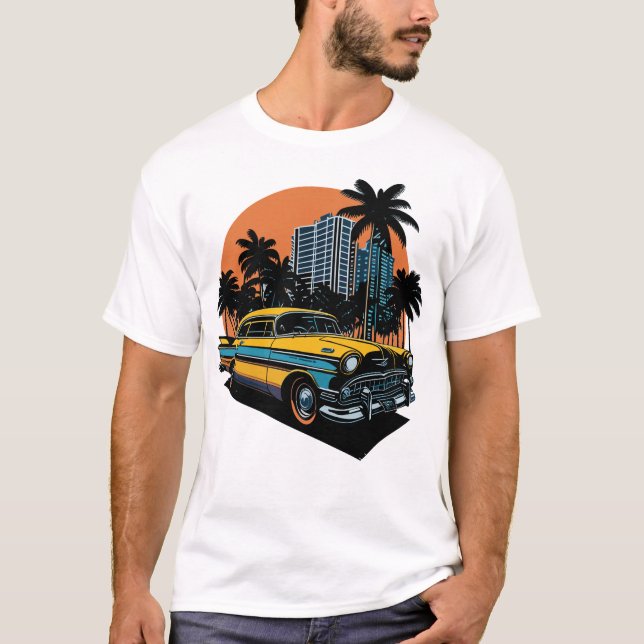 Camiseta Auto clásico en la base de negocios de la línea de (Anverso)