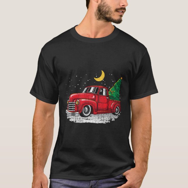 Camiseta Auto clásico retro de árbol de navidad de camión v (Anverso)