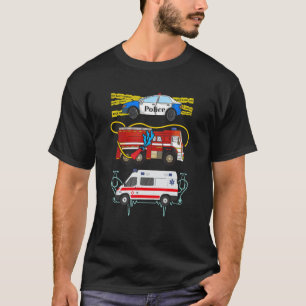 Camiseta Auto de la policía de bomberos camiones ambulancia