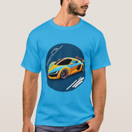 Camiseta Auto deportivo amarillo con fondo azul