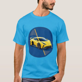 Camiseta Auto deportivo amarillo con fondo azul
