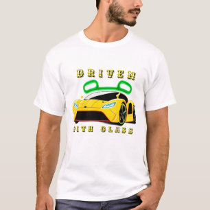 Camiseta Auto deportivo amarillo futurista con elementos ne