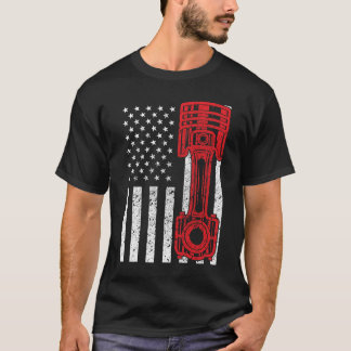 Camiseta Auto Entusiasta La Bandera Estadounidense Piston M