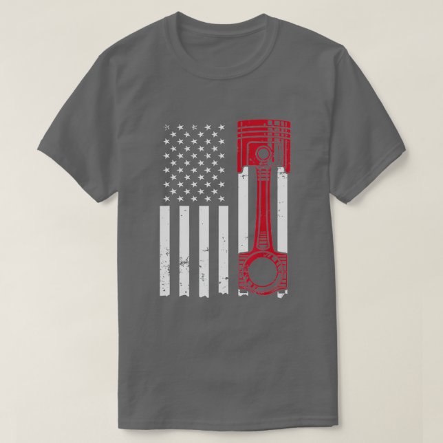 Camiseta Auto Entusiasta La Bandera Estadounidense Piston M (Diseño del anverso)