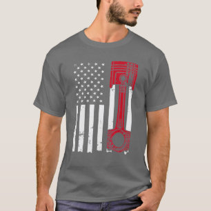 Camiseta Auto Entusiasta La Bandera Estadounidense Piston M