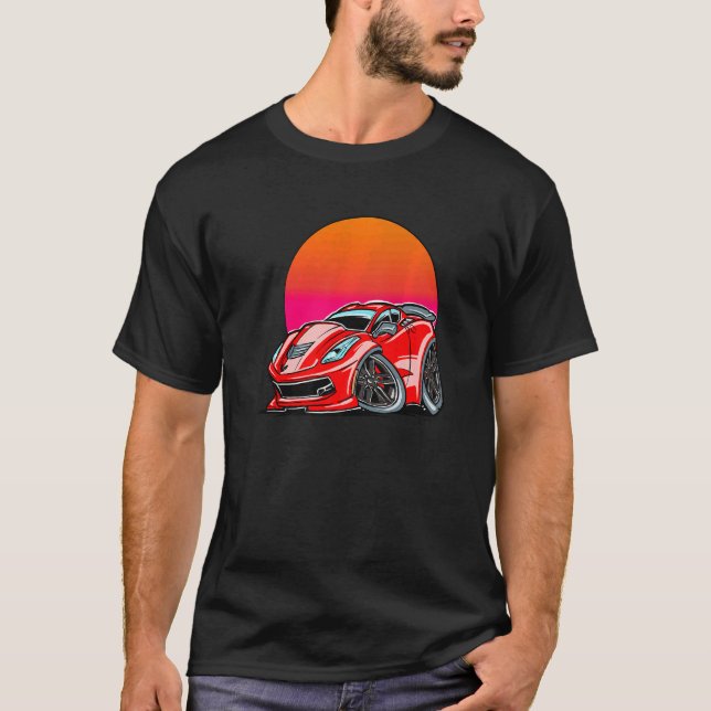 Camiseta Auto exótico Turbo Sports Sunset Car (Anverso)