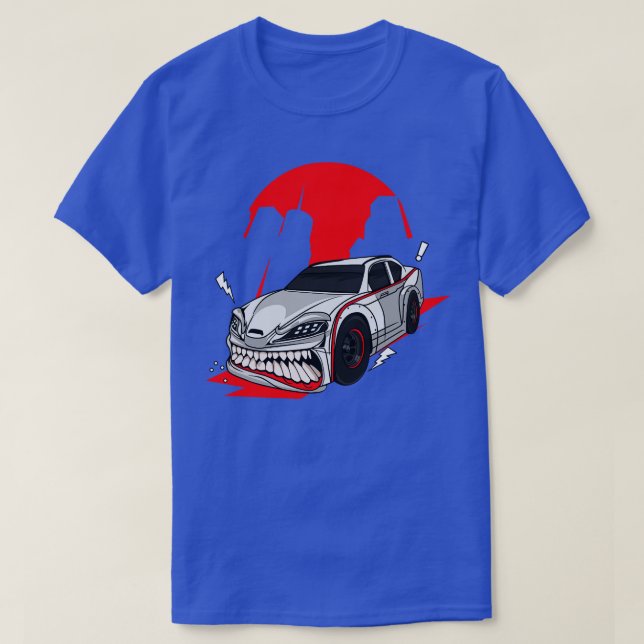 Camiseta Auto monstruo de velocidad blanca (Diseño del anverso)