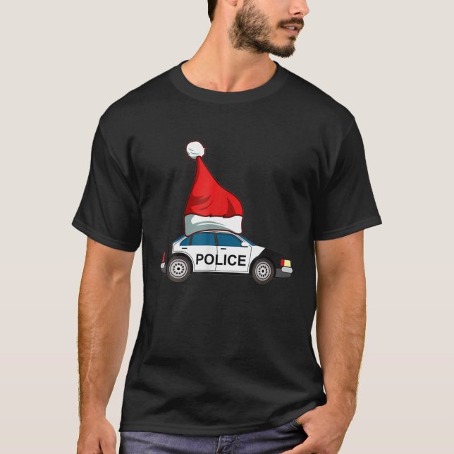 Camiseta Auto Policial A Navidades Tee Temático De Santa Ha (Anverso)