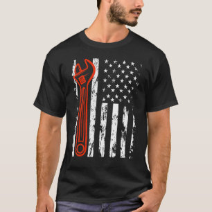 Camiseta Auto Repairman Car Mechanic American Flag