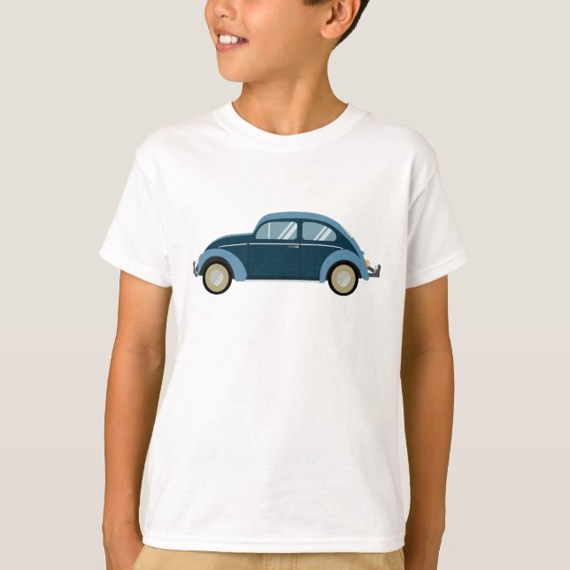 Camiseta auto retro azul fresco con escoria (Anverso)