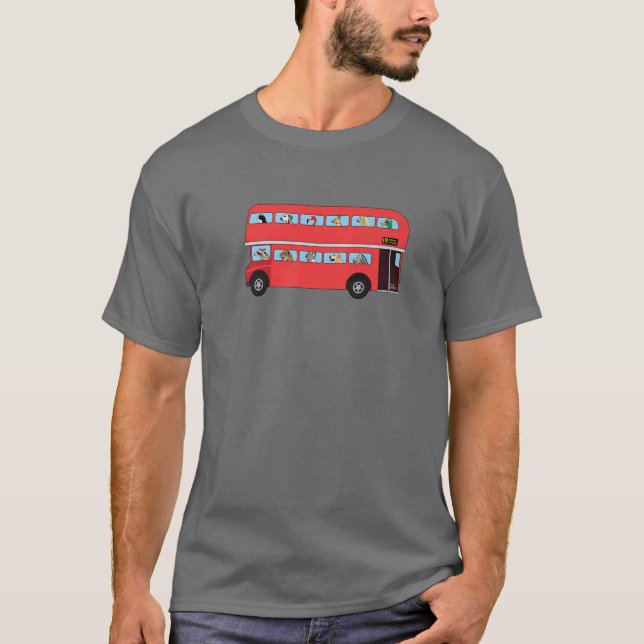 Camiseta Autobús Con Gatos, Perros, Racconos Y Otros Animal (Anverso)
