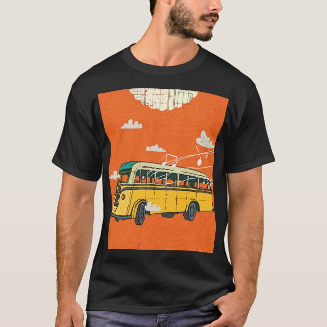 Camiseta Autobús de época: fondo de textura de nubes (Anverso)