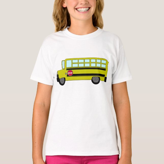 Camiseta Autobús Escolar Amarillo con Letrero de Parada (Anverso)