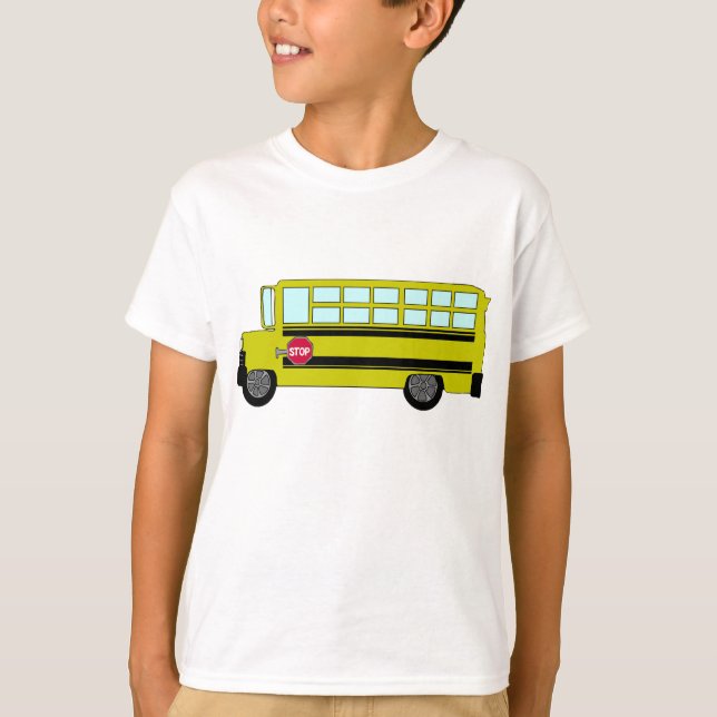 Camiseta Autobús Escolar Amarillo con Letrero de Parada (Anverso)