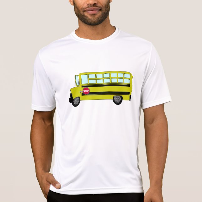 Camiseta Autobús Escolar Amarillo con Señal de Parada (Anverso)