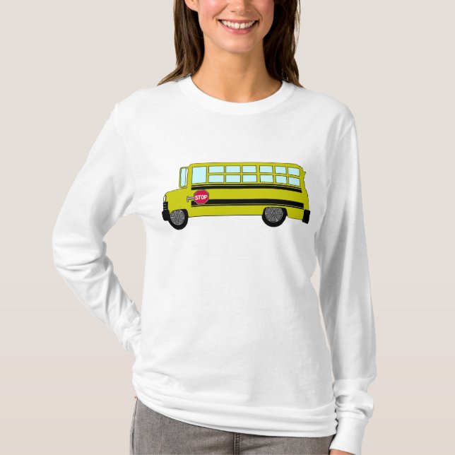 Camiseta Autobús Escolar Amarillo con Señal de Parada (Anverso)