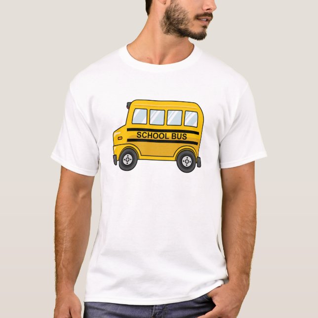 Camiseta Autobús escolar amarillo y negro del dibujo (Anverso)