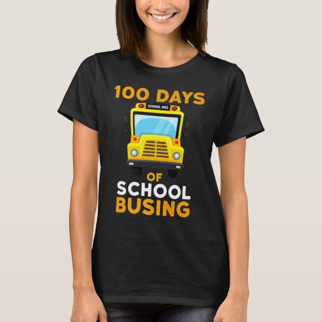 Camiseta Autobús Escolar De Autobús 100 Días De Niños Escol (Anverso)