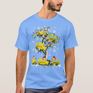 Camiseta Autobús escolar en Navidades de árboles de navidad