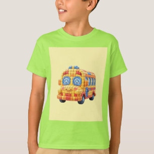 Camiseta Autobús Escolar - fondo amarillo soleado
