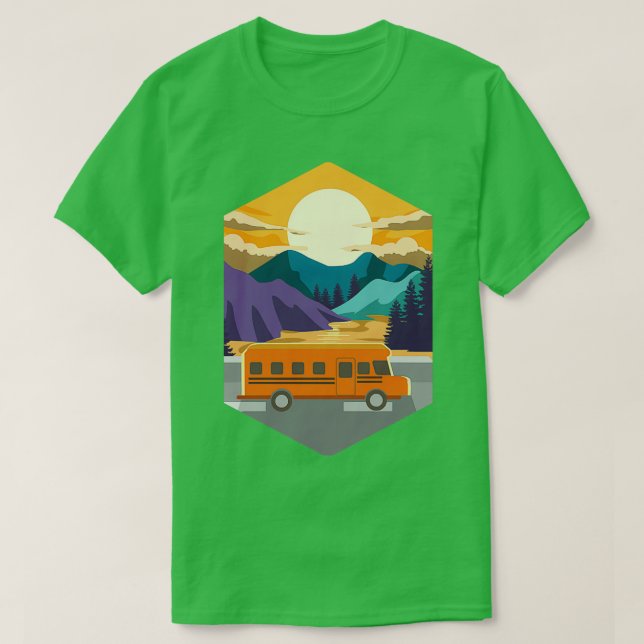 Camiseta Autobús escolar Sunset 2 (Diseño del anverso)