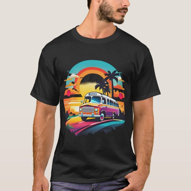 Camiseta Autobús Retro Al Amanecer (Anverso)