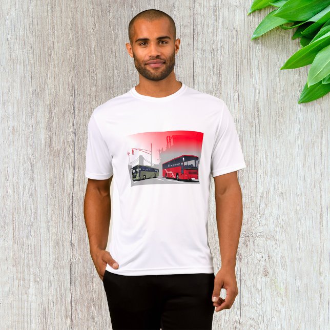 Camiseta Autobuses urbanos: vagones verdes rojos en las cal (Subido por el creador)