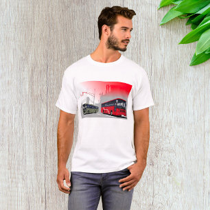 Camiseta Autobuses urbanos: vagones verdes rojos en las cal
