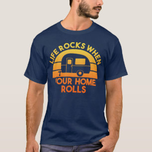 Camiseta Autocaravana Rv Camping Camper Vida Rochas Cuando 
