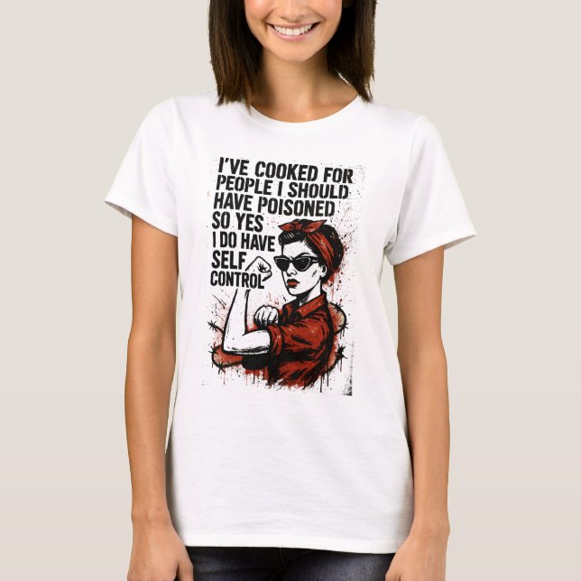 Camiseta Autocontrol – Poder Feminista Retro Sarcástico (Anverso)