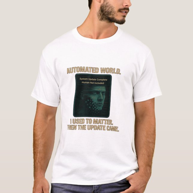 Camiseta Automated World – AI Update Glitchcore (Anverso)