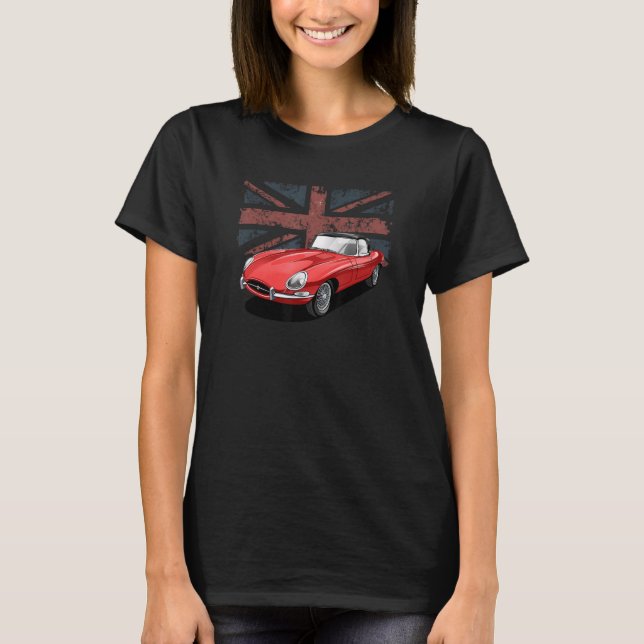 Camiseta Automóvil clásico rojo tipo E (Anverso)