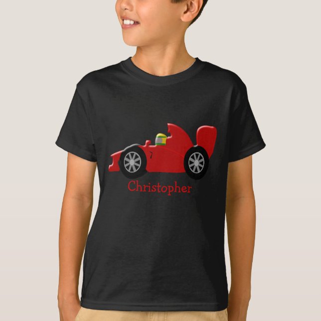 Camiseta Automóvil de Carreras roja personalizado (Anverso)