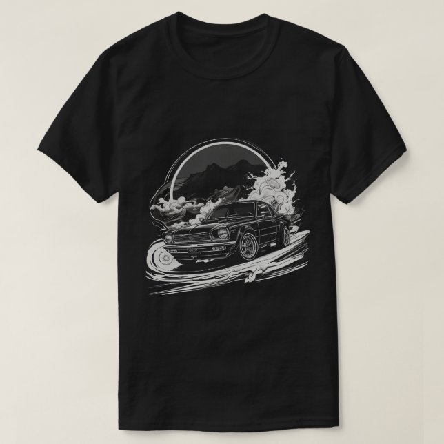Camiseta Automóvil de deriva con senderos de humo (Diseño del anverso)