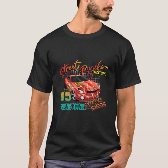 Camiseta Automóvil Fanático Red Lightning 64 Street Psycho  (Anverso)