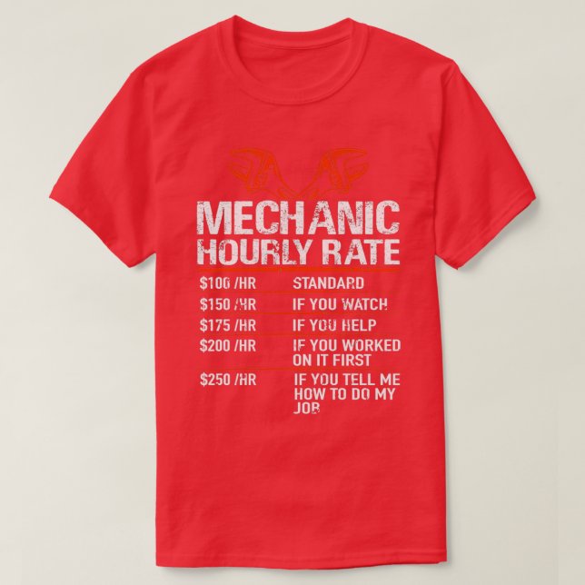 Camiseta Automóvil mecánico de regalo por hora (Diseño del anverso)