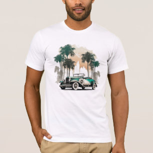 Camiseta Automóvil Tropical Verde Clásico Vintage