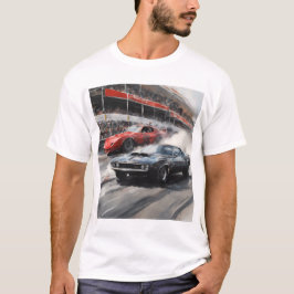 Camiseta Automóviles de Músculo Rojo y Negro