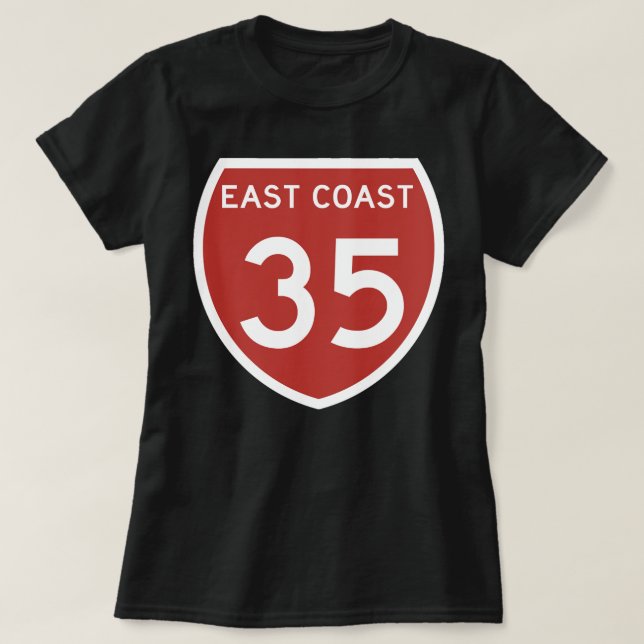 Camiseta Autopista 35, Costa Este, Clásico T Shir de Nueva  (Diseño del anverso)