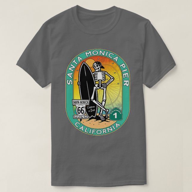 Camiseta Autopista 66 de Santa Mónica Pier de EE.UU. se reú (Diseño del anverso)