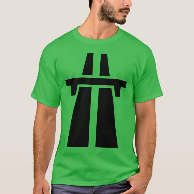 Camiseta Autopista, autopista, Autobahn - Negro (Anverso)