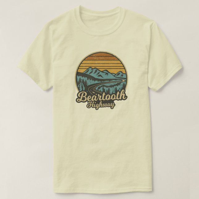 Camiseta Autopista Beartooth Montana Wyoming Retro (Diseño del anverso)