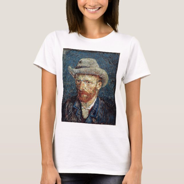 Camiseta Autoretrato de Van Gogh con Gorra de Grey Felt (Anverso)