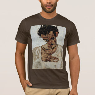 Camiseta Autorretrato con su cabeza abajo por Schiele Egon