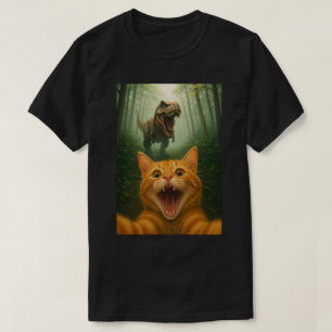 Camiseta Autorretrato de gato hilarante con T-Rex – Arte de