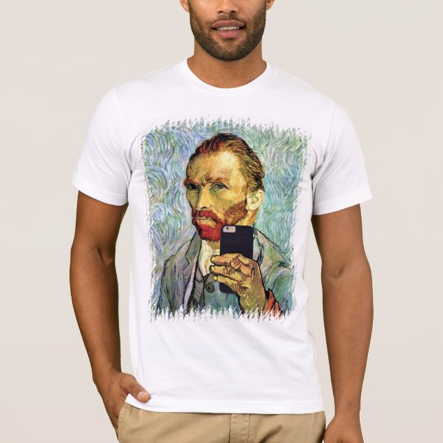 Camiseta Autorretrato de Vincent Van Gogh con celular selfi (Anverso)