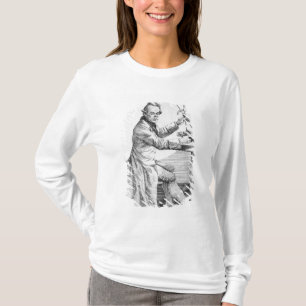 Camiseta Autorretrato que sostiene los calibradores sobre